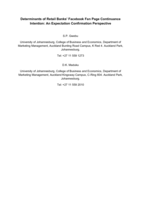 Determinants of retail banks’ facebook fan page continuance intention: an expectation confirmation perspective