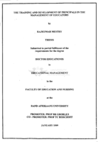 The training and development of principals in the management of educators