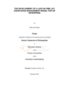 The development of a just-in-time (JIT) knowledge management model for an enterprise