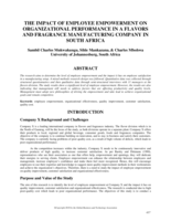 The impact of employee empowerment on organizational performance in a flavors and fragrance manufacturing company in South Africa