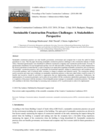 Sustainable construction practices challenges - a stakeholders perspective