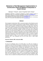 Obstacles to risk management implementation in construction small and medium enterprises in South African