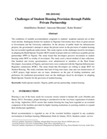 Challenges of student housing provision through public private partnership