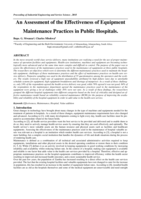 An assessment of the effectiveness of equipment maintenance practices in public hospitals