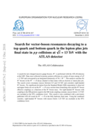 Search for vector-boson resonances decaying to a top quark and bottom quark in the lepton plus jets final state in pp collisions at √s = 13 TeV with  the ATLAS detector