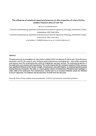 The influence of rotational speed and pressure on the properties of rotary friction welded Titanium alloy (Ti‐6Al‐4V)