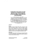 Construction health and  safety culture in South  African small and medium enterprises