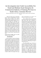 An investigation into credit accessibility for small and medium scale enterprise in construction industry of Gauteng province in South Africa : literature review
