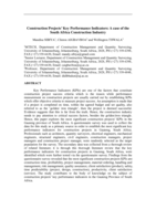 Construction projects’ key performance indicators : a case of the South Africa construction industry