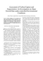 Assessment of carbon capture and sequestration : an investigation on algae growth rate under controlled environmental conditions