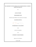 The assessment of the water quality of the Hex River Catchment- North West Province