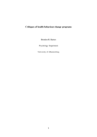 Critiques of health behaviour change programs