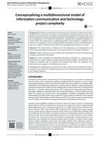 Conceptualising a multidimensional model ofinformation communication and technologyproject complexity