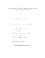 Characterisation in Xitsonga prose narratives namely, folktales, myths and legends