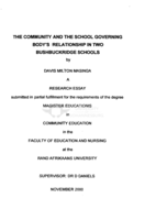 The community and the school governing body's relationship in two Bushbuckridge schools