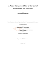 A waste management plan for the town Roossenekal and surrounds