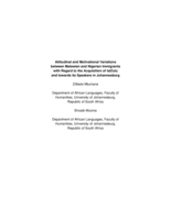Attitudinal and motivational variations between Malawian and Nigerian immigrants with regard to the acquisition of IsiZulu and towards its speakers in Johannesburg