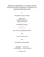 Theraupeutic horse riding as a learning support strategy for the development of 'core skills' in a paraplegic preschool child.