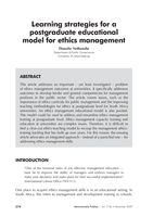 Learning strategies for a postgraduate educational model for ethics management