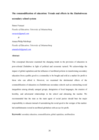 The commodification of education : trends and effects in the Zimbabwean secondary school system