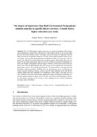 The degree of importance that built environment postgraduate students attaches to specific library services: A South Africa higher education case study