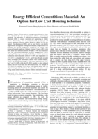 Energy efficient Cementitious Material : an option for low cost housing schemes