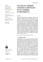 The values learners consider as important in the learning of mathematics