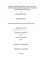 Principals’ experiences and expectations of the role of the institutional development and support official (IDSO) in supporting Gauteng schools