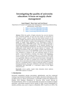 Investigating the quality of university education : a focus on supply chain management