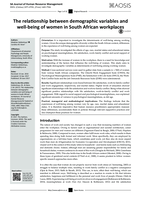 The relationship between demographic variables and well-being of women in South African workplaces