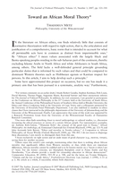 Toward an African moral theory