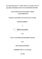 The short-term impact of event risk on the share value of gold mining companies listed on the JSE Securities Exchange