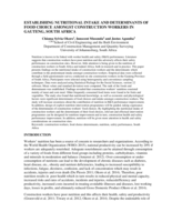 Establishing nutritional intake and determinants of food choice amongst construction workers in Gauteng, South Africa