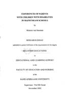 Experiences of parents with children with disabilities in mainstream schools