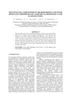 Influence of laser power on microhardness and wear resistance properties of laser metal deposited 17-4 PH stainless steel