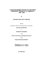 A socio-economic history of the public passenger tramways of Kimberley: 1880-2000