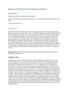 Biomass and small hydro power potential in Zimbabwe