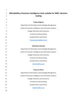 Affordability of business intelligence tools suitable for SMEs’ decision-making