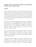 Managing the impact of informal settlements on the performance of primary school learners in Kagiso.