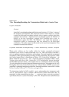 Encoding/Decoding, the transmission model and a court of law