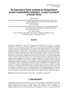 An exploratory factor analysis of transportation project sustainability indicators : a case of projects in South Africa