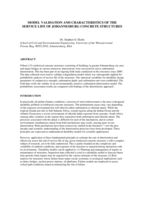 Model validation and characteristics of the service life of Johannesburg concrete structures
