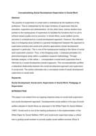 Conceptualising social development supervision in social work