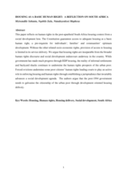 Housing as a basic human right :  a reflection on South Africa