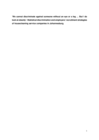 ‘We cannot discriminate against someone without an eye or a leg … But I dolook at obesity’: Statistical discrimination and employers’ recruitment strategiesof housecleaning service companies in Johannesburg