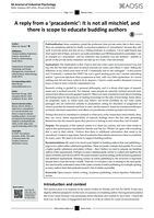 A reply from a ‘pracademic’: It is not all mischief, and there is scope to educate budding authors