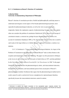 D. C. S. Oosthuizen on Husserl’s Doctrine of Constitution