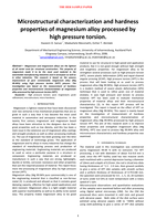 Microstructural characterization and hardness properties of magnesium alloy processed by high pressure torsion