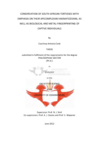 Conservation of South African tortoises with emphasis on their apicomplexan haematozoans, as well as biological and metal-fingerprinting of captive individuals