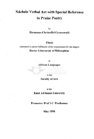 Ndebele verbal art with special reference to praise poetry